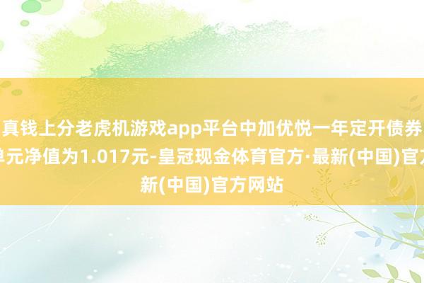 真钱上分老虎机游戏app平台中加优悦一年定开债券最新单元净值为1.017元-皇冠现金体育官方·最新(中国)官方网站