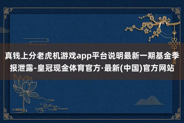 真钱上分老虎机游戏app平台说明最新一期基金季报泄露-皇冠现金体育官方·最新(中国)官方网站